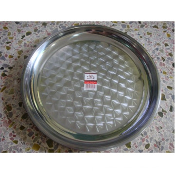 Round Shape with Flower Print Stainless Steel Tray